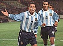 Galletti celebra un gol con la selección argentina